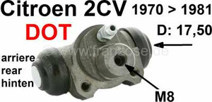 Cylinderek tył DOT. M8x1,25. Tłok 17,5mm. Od  11/1970 do 08/1981. *+