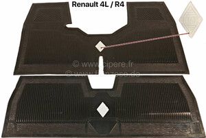 Guma podłogi przód i tył z logo RENAULT R4 czarna. ~~