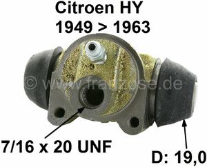 Cylinder hamulcowy tył. Citroena HY, od 1948 do 1963r. Średnica tłoka: tłok 19 mm. ~~