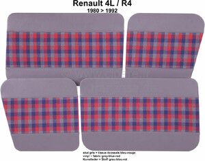 Tapicerka drzwi RENAULT R4. Kolor szaro-niebiesko-czerwony. !&