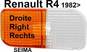 Klosz kierunkowskazu i świateł pozycyjnych przednich prawy SEIMA RENAULT R4. Od 1982r. ~~